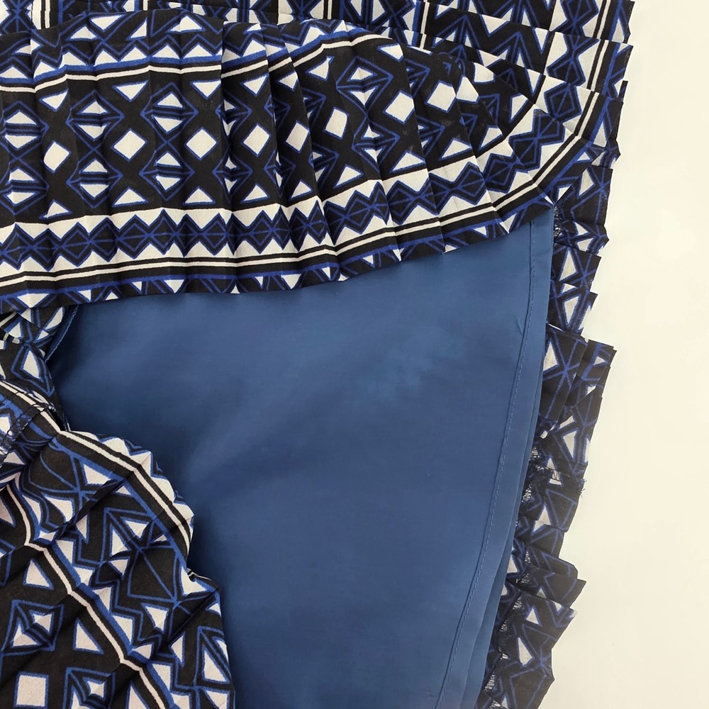J.Crew Pleated Mini Skirt Blue Black Geometric Print Womens 0 Casual Office - Picture 5 of 7